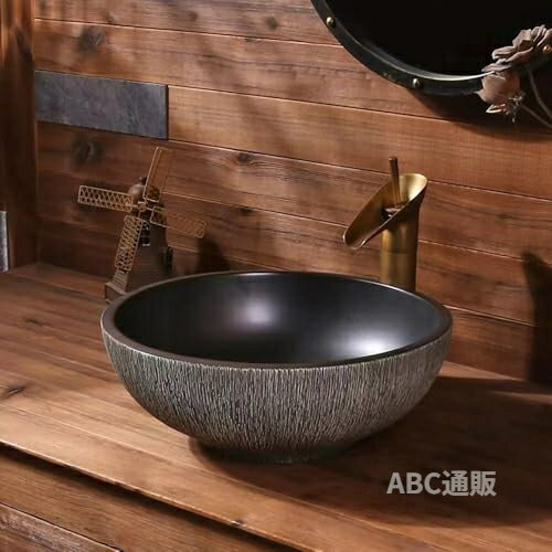 Rakuten - 【排水セット付き】 洗面ボウル 陶器 豪華 手洗器 置き型 洗面器 深型 洗面台 蛇口付き (JP8-17)