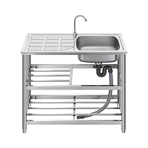 流し台 ステンレス製 蛇口水栓付き 蛇口左右に付けれる 屋外 簡易式 キッチン用流し台 ガーデンシンク ..