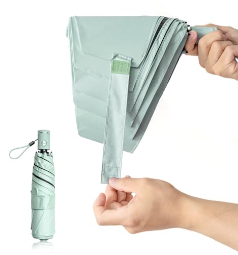 【3秒でスッキリ畳める】形状記憶 日傘 折りたたみ 軽量 uvカット 100%遮光 折り畳み傘 自動開閉 コンパクト 遮熱 晴雨兼用 日焼け止め 紫外線遮断 耐風 携帯便利 メンズ レディース【色 ： グリーン】