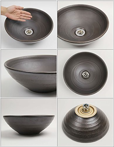 Rakuten - 信楽焼 8カラーから選べる 洗面ボール 【コゲ茶 手洗い鉢（小型） tr-2181】洗面鉢 洗面器 洗面シンク 洗面ボウル 洗面台 手洗い 手洗い器 陶器洗面 陶器 焼き物 しがらき焼 おしゃれ オシャレ 和風 洋風