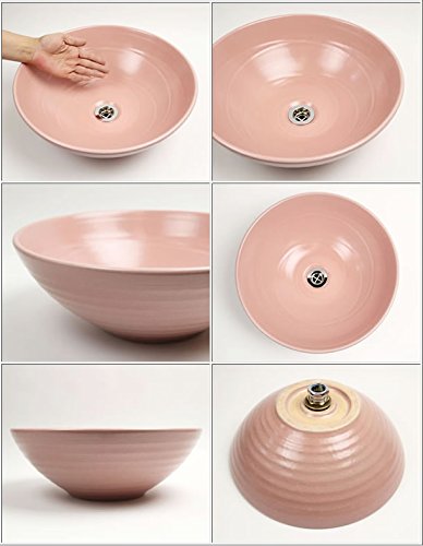 乐天商城 - 信楽焼 8カラーから選べる 洗面ボール 【ピンク 手洗い鉢（中型） tr-3194】洗面鉢 洗面器 洗面シンク 洗面ボウル 洗面台 手洗い 手洗い器 陶器洗面 陶器 焼き物 しがらき焼 おしゃれ オシャレ 和風 洋風