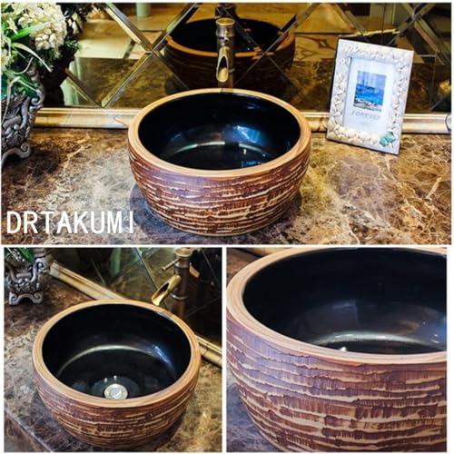 【排水セット付き】 洗面ボウル 陶器 豪華 手洗器 置き型 洗面器 深型 洗面台 蛇口...