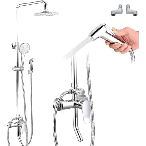 Rakuten - 浴室用水栓 シャワー水栓 埋込式シャワー水栓 ダブルシャワーヘッド 混合水栓 ハンドシャワー シャワー用バス水栓金具 多機能 ヘッドシャワー 壁付き 混合栓 シャワーシステム