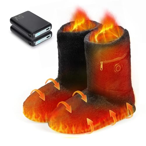 フットウォーマー コードレス 電気スリッパ 10秒速暖 足温器 充電式 足元ヒーター 電熱スリッパ 歩ける 2個*6000mAh バッテリー付き 日本製ヒーター 3段階温度調節 1.5m延長コード付き-グレー,M