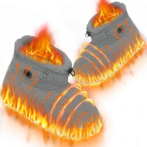 電気スリッパ フットウォーマー ル足温器 コードレス 両面発熱 足元ヒーター 日本製ヒーター PSE認証済 3段階温度調節 8時間使用可能 1.5m延長コード付き(グレー, L(25-27.5cm))