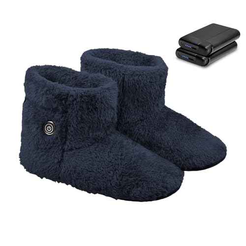 [felk] 北欧 電熱スリッパ【3秒で感熱 コードレス】 滑り止め 日本語取扱説明書付き(ブルー, 大人, M, アルファベット, 日本の靴のサイズ寸法)