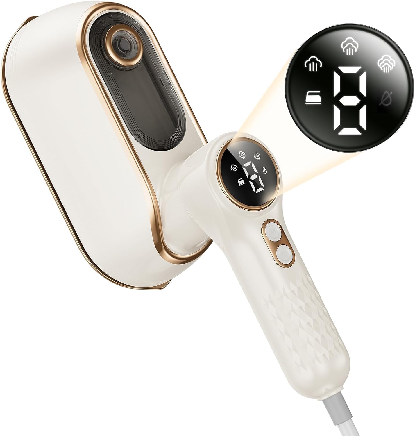 【置台つき】10秒立ち上がり スチームアイロン アイロン【3段階スチーム量調節&LEDディスプレイ】小型 ..