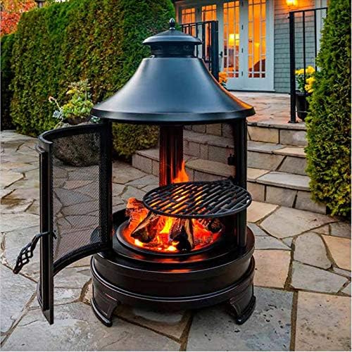 Rakuten - OUTDOOR FIRE COOKING PIT ファイヤー ピット 調理用焼き網付き 屋外使用専用暖炉野外ストーブ 屋外ヒーター 屋外暖房 焚き火台 屋外暖炉 ファイヤーピット 調理用グリル網付き アウトドア　クッキングピット