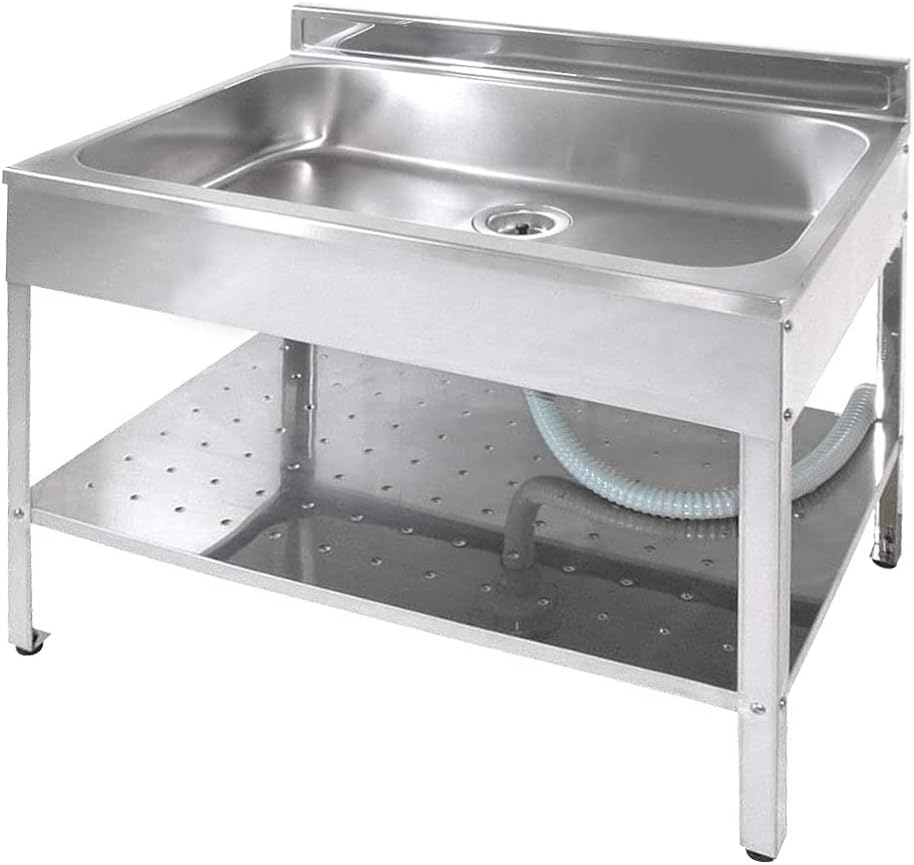 サンカ アウトドアキッチン オールステンレス製 錆びにくいガーデンシンク 幅120cm 永く使える長期寿命設計 水が飛散しにくい深型シンク 丸洗い可能 清潔 便利な棚板付き 日本製 屋外 流し台 アウトドア用 簡易 シンク ガーデンパン SK-1200