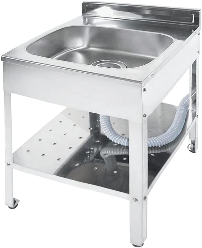 サンカ アウトドアキッチン オールステンレス製 錆びにくいガーデンシンク 幅45cm 永く使える長期寿命設計 水が飛散しにくい深型シンク 丸洗い可能 清潔 便利な棚板付き 日本製 屋外 流し台 アウトドア用 簡易 シンク ガーデンパン SK-0450