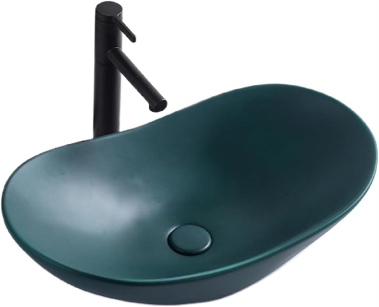 Rakuten - 洗面台 洗面ボウル 洗面ボール 手洗いボウル 手洗いボウルセット 手洗い鉢 洗面鉢 手洗い器 ボウル 洗面 小さい手洗い器 陶器製 排水金具付き 楕円形 豪華 混合水栓 シンプル 置き型 深型 蛇口付き (44*27*15cm,グリーン)