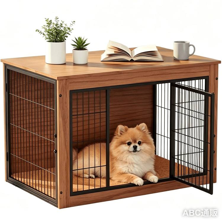 犬 ケージ ペットケージ 木製家具調 犬サークル 大中型犬用 サークル 室内 犬 ゲージ ウッディサークル インテリア調犬ゲージ 毛布付き 頑丈 オシャレ (ブラウン, Sサイズ)