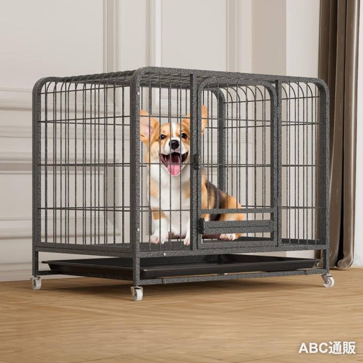 小型大型犬用クレート、犬用ベビーサークル、特大ステンレススチール製犬用ケージ、室内外兼用 ロック式ドアと車輪 大型 ・中・小型犬対応 ペット用の取り外し (78*54*70cm/角型チューブ,シルバー)
