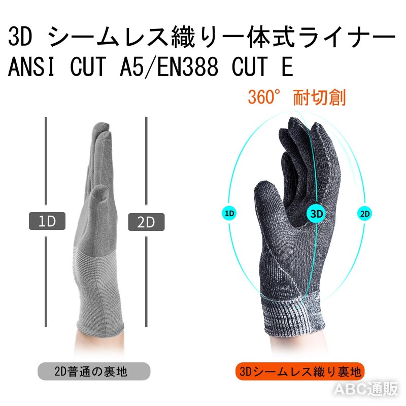 【耐熱グローブ】安全作業用手袋 耐切創グローブ ANSIレベル5 耐摩耗メカニックグ...