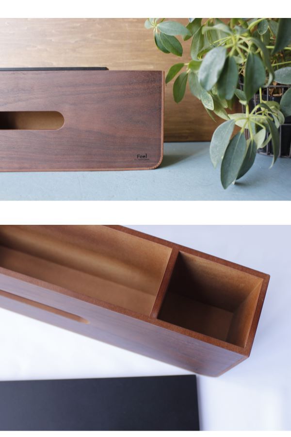 Feel YK15-119 tissue&U ティッシュー&U 小物収納付ティッシュケース ティッシュボックス ティッシュBOX ティッシュカバー 雑貨 プライウッド ヤマト工芸 yamato japan [3]
