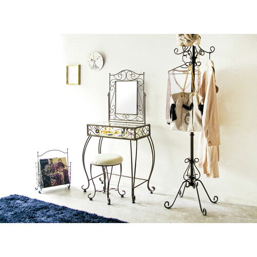 D-1251 セレスティア ドレッサー(スツール付き) 鏡台 メイク お化粧 コンパクト 小型 省スペース ヨーロピアン 洋風 猫脚 ミヤタケ 宮武製作所 シンプル 【送料無料】