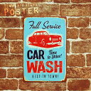 【メール便可】 (19) CAR WASH レトロ感 洗車でピカピカ! ダメージ風デザイン ブリキ プレート Tin plate ティン プレート 縦型