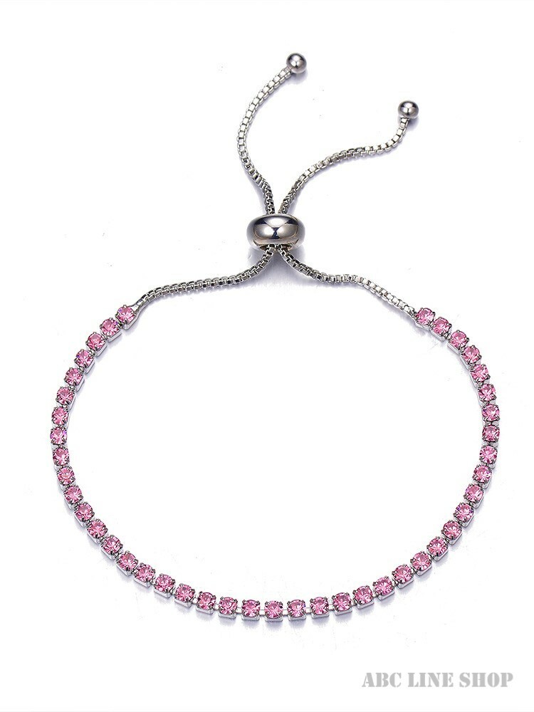 ブレスレット CZダイヤ ピンクカラー フリーサイズ 調節可能 人気アクセサリー ジミン モチーフのサムネイル