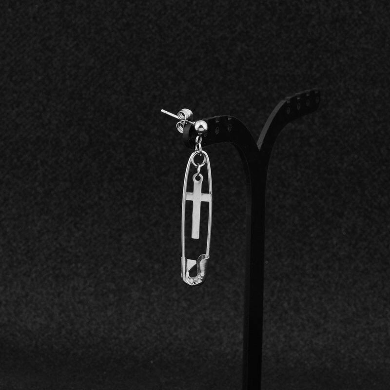 ピアス 片耳 韓国アクセサリー 十字 ロング モチーフ Liberty-M アクセサリー 十字架 クロス 安全ピンモチーフの商品画像 2