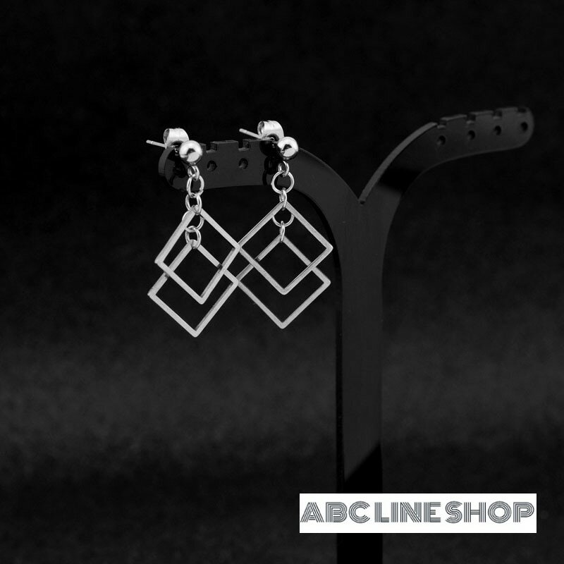 Cubic Zirconia - ピアス イヤリング レディース ◇ ひし形 人気デザイン 揺れる 可愛い ステンレス チェーン 両耳2つ入り