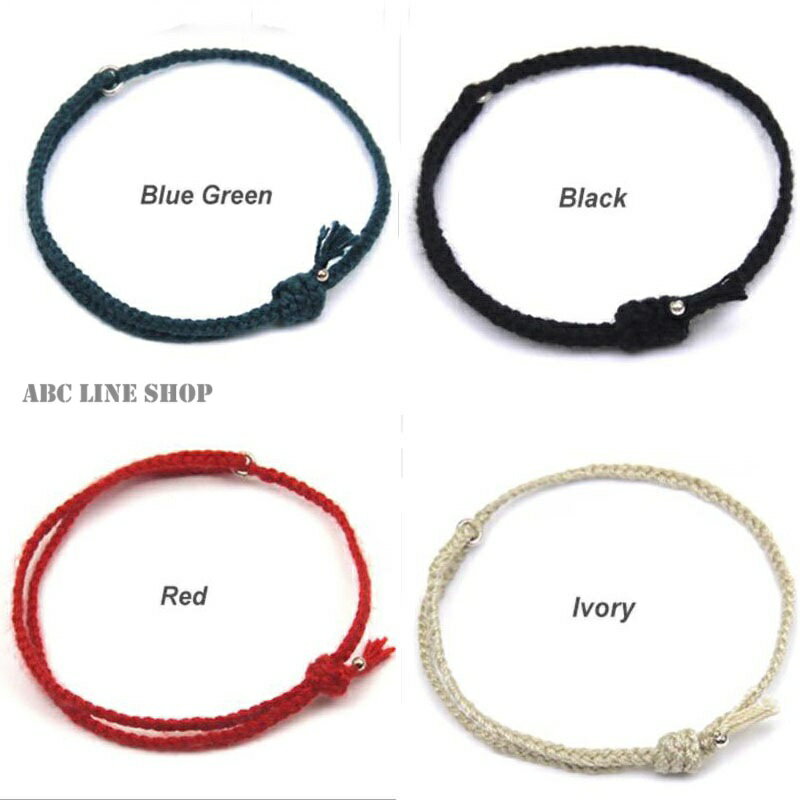 ブレスレット 紐 2本セット テテ 人気モチーフ スタイル ブラック&レッド ベージュ&グリーン 赤黒 韓国ファッション V 調整可能 ミサンガ 紐ブレス