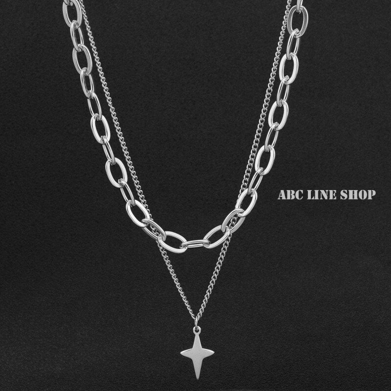 ネックレス 十字架 シンプル 2本セット 重ね着け チェーンアクセサリー ステンレス お洒落 メンズファッション 人気アクセサリー