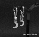 ピアス イヤリング フープピアス フェザー 月 チェーン 韓国ファッション 一粒パール オルチャンアクセサリー 片耳 ステンレス お洒落