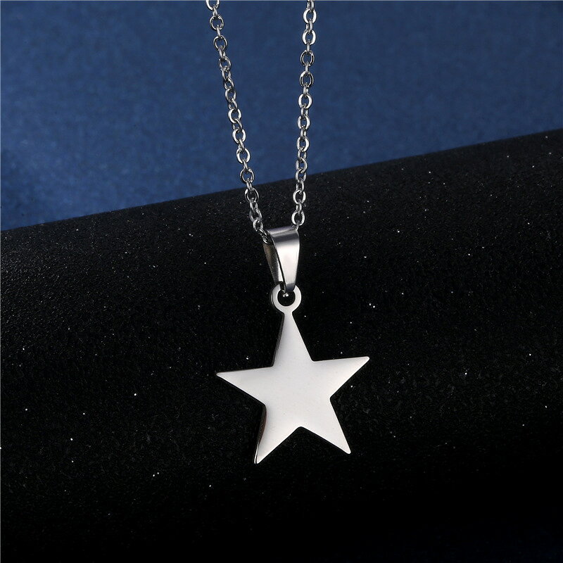 ネックレス ピアス スターモチーフ 星 両耳2つ入り ステンレス 細めチェーン シンプル 定番アクセサリー ワンポイントの商品画像 2