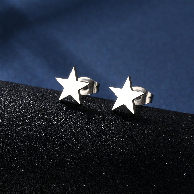 ネックレス ピアス スターモチーフ 星 両耳2つ入り ステンレス 細めチェーン シンプル 定番アクセサリー ワンポイントの商品画像 3