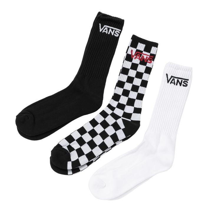 【VANS】 ヴァンズ CLASSIC CREW (9.5-13, 3PK) ソックス VN000XSE95Y BLACK/CHK