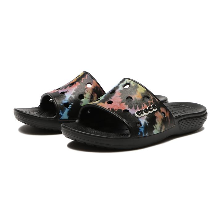 【crocs】 クロックス CLASSIC TIE-DYE GRAPHIC SLIDE タイダイ グラフィック スライド 206520-0FN MULTI BLK/BLK