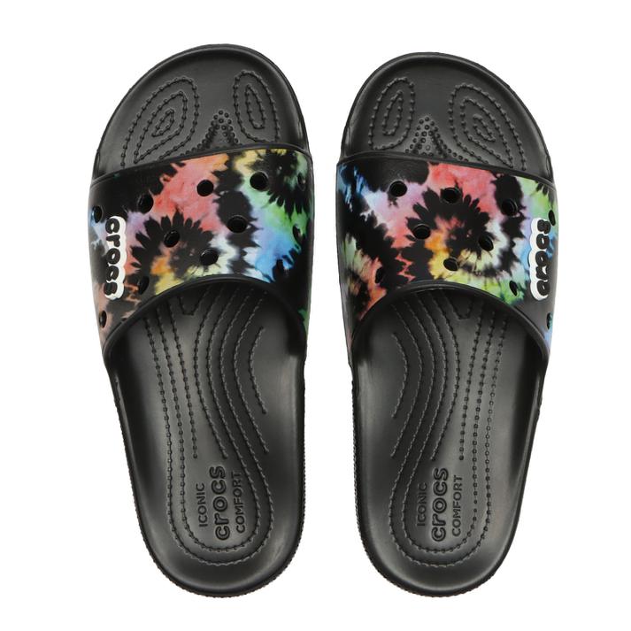 【crocs】 クロックス CLASSIC TIE-DYE GRAPHIC SLIDE タイダイ グラフィック スライド 206520-0FN MULTI BLK/BLK