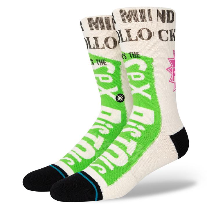 【STANCE SOCKS】 スタンス ソックス BOLLOCKS ソックス A555A22BOL#OFW OFF WHITE 【ご注意】こちらの商品は弊社実店舗からも集約(入荷)するため、「靴箱の破損、色あせ、プライス貼付、剥がし跡」「靴箱内の包装用紙破れ、商品タグなどが無い状態」「履きジワやボンドの付着、若干のシミ、汚れ」が生じる場合がございます。また、正規の靴箱が著しく破損している状態時には代替の靴箱を使用する場合もございます。尚、弊社実店舗から集約しました商品は検品を行って販売可能な商品をご案内致しております。その為、商品の状態の指定はできませんので予めご了承下さい。※こちらの商品につきましては下記ご利用ガイドをご確認下さい。■ご利用ガイド 1970年代後半に登場し、その暴力的で反体制派なスタイルでパンクロックを体現したイングランド出身のバンド「セックス・ピストルズ」。王室・政府・大手企業などを攻撃するリリックとエッジの効いたスタイル、身にまとうファッションなど、当時の音楽シーンに凄まじい衝撃を与えると同時に、後世の音楽シーンやファッション界に多大な影響を与えました。スタンスは今季、彼らのアルバムの象徴的なアートワークから、2種類のコラボソックスを発表します。 サイズ目安はこちら 【サイズ目安】Sサイズ＝22cm〜24.5cmMサイズ＝24cm〜26cm Lサイズ＝25.5cm〜29cm素材=コットン（=綿）上記サイズ表は各部位の目安寸法となります。製品の仕上がり寸法ではございません。こちらの商品は商品不良を除く返品・交換はお受け致しかねます。商品を入れる袋が破損していた場合、代用（他メーカーを含）の袋を使用する場合がございます。商品保護を主としたものですので、どうかご了承下さい。 【ご購入前に必ずこちらをご確認ください。 】 [ABCMART][ABCmart][abcmart][ABCマート][abcマート][エービーシーマート][エービーシー][エービーシー マート][バーゲン]