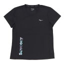 レディース 【Saucony】 サッカニー W STOPWATCH GRAPHIC S/S ランニングシャツ SAW800372-BK BLACK