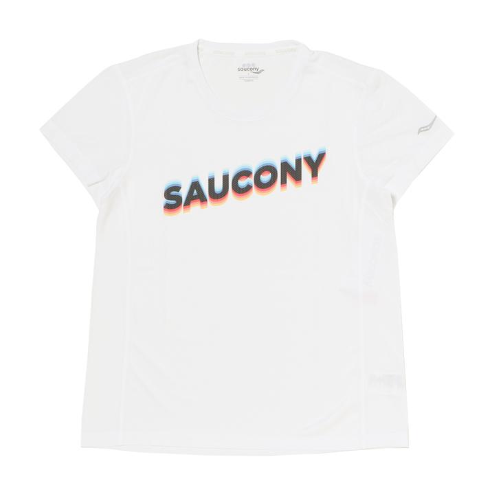 レディース 【Saucony】 サッカニー W STOPWATCH GRAPHIC S/S ショートスリーブ SAW800372-WHA2 WHITE