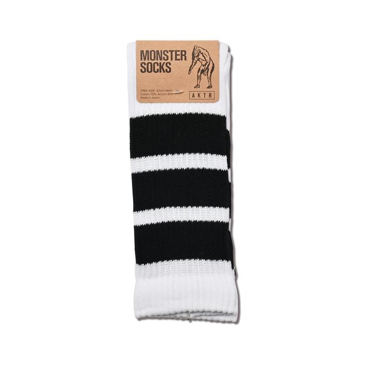 【AKTR】 アクター BASIC MONSTER SOCKS ソックス 522-007021 WHITExBLACK 2