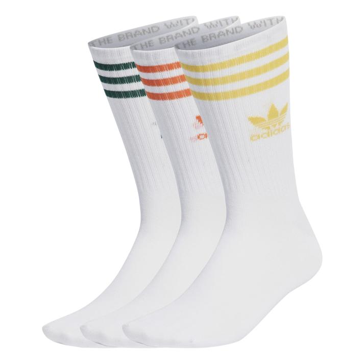 【adidas】 アディダス U MID CUT CREW SOCKS 3Pソックス IU2661 WHT/BGLD/ORG