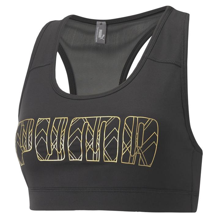 レディース 【PUMA】 プーマ W MID IMPACT GRAPHIC BRA ブラトップ 520782 54BLK/TEAM GOLD 中サポート：ワークアウト全般におすすめ。トレーニングにおすすめのサポートブラトップです。運動にぴったりの生地感を使用。汗をかいてもさらっとした着用感をキープし、柔軟な動きに対応するストレッチ性素材はストレスフリーで快適に過ごせます。肩から上腕の稼動域を妨げないレーサーバックデザインと幅広ショルダーストラップ、さらにアンダーストレッチベルトでホールド感を追求しています。クリーンなシルエットに大胆なロゴがアクセントを加えます。ヨガやピラティスなど、様々なトレーニングシーンで活躍するアイテムです。 サイズ目安はこちら PUMA レディース(アジアサイズ) 素材=ポリエステル・本体) ストレッチジャージ: ポリエステル (リサイクル) 89% ポリウレタン 11% 後身頃) パワーメッシュ: ポリエステル 87% ポリウレタン 13% 上記サイズ表は各部位の目安寸法となります。製品の仕上がり寸法ではございません。こちらの商品は商品不良を除く返品・交換はお受け致しかねます。商品を入れる袋が破損していた場合、代用（他メーカーを含）の袋を使用する場合がございます。商品保護を主としたものですので、どうかご了承下さい。 【ご購入前に必ずこちらをご確認ください。 】 [ABCMART][ABCmart][abcmart][ABCマート][abcマート][エービーシーマート][エービーシー][エービーシー マート]