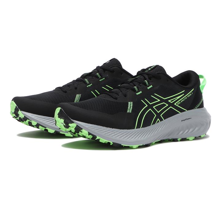 【ASICS】 アシックス GEL-EXCITE TRAIL 2 ゲルエキサイトトレイル 2 1011B594.001 ABC-MART限定 *BLACK/GREEN 遊び心のあるカラーリングで汎用的な着こなしができるGEL-EXCITE TRAIL 2。 オフロードの地形に合わせて設計されたGEL-EXCITE TRAIL 2は、トレイルランニングの他、アウトドアでのアクティビティなど多用途に活躍するシューズ。材料を重ね合わせることによる耐久性とサポート力のあるアッパーが、さまざまな路面でのランニング時にも優れた安定性を発揮します。アウターソールには、オフロードの路面でのグリップ力を高める意匠を採用。ミッドソールにはAMPLIFOAM PLUSを採用し、さらに前モデルより厚みも増したことで、より快適なクッショニングを提供します。（2E相当） サイズ目安はこちら 【サイズ目安】(個人差がございますので、あくまでも目安とお考え下さい。)このシューズの作りは標準です。素材=人工皮革（=合成皮革）・合成繊維・合成樹脂 【ご購入前に必ずこちらをご確認ください。 】 [ABCMART][ABCmart][abcmart][ABCマート][abcマート][エービーシーマート][エービーシー][エービーシー マート]