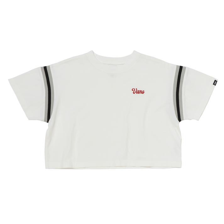 【VANS】 ヴァンズ W Cropped RIB TEE ショートスリーブ 124R3011300 ABC-MART限定 WHITE アームホールにデザインのある刺繍ロゴTシャツ。身幅はゆったりなシルエットながら、トレンドのクロップド丈で着用時のシルエットにこだわったアイテム。 サイズ目安はこちら 素材＝綿100％(別布部分：綿73％ ポリエステル24% ポリウレタン3%)F＝着丈：50cm　身幅：60cm　肩幅：52cm　袖丈：19cm上記サイズ表は各部位の目安寸法となります。製品の仕上がり寸法ではございません。こちらの商品は商品不良を除く返品・交換はお受け致しかねます。商品を入れる袋が破損していた場合、代用（他メーカーを含）の袋を使用する場合がございます。商品保護を主としたものですので、どうかご了承下さい。 【ご購入前に必ずこちらをご確認ください。 】 [ABCMART][ABCmart][abcmart][ABCマート][abcマート][エービーシーマート][エービーシー][エービーシー マート]