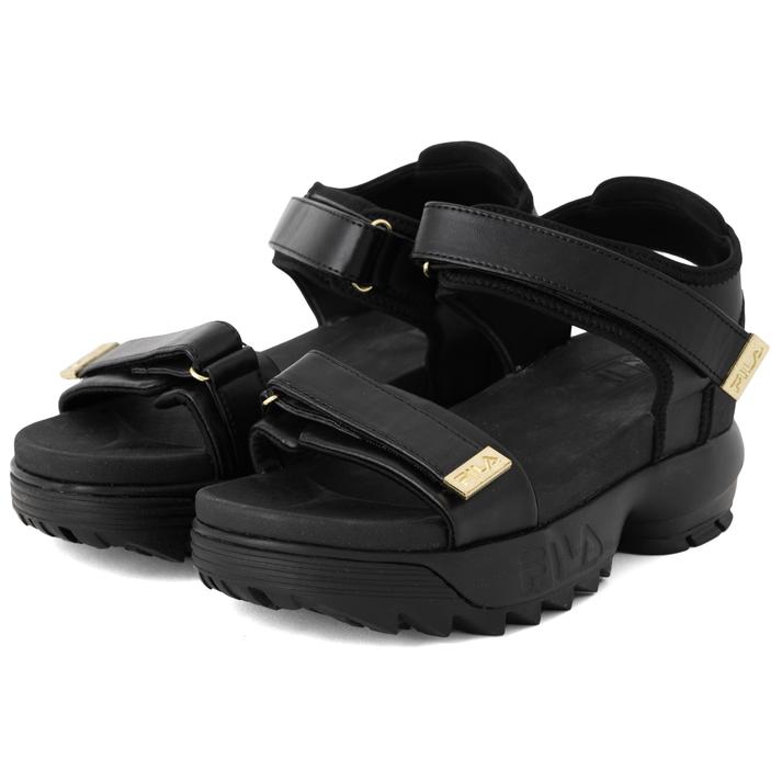 レディース  フィラ Disruptor Wedge Sandal Lux ディスラプターウェッジサンダルラックス USS24058045 ABC-MART限定 *BLACK/GOLD