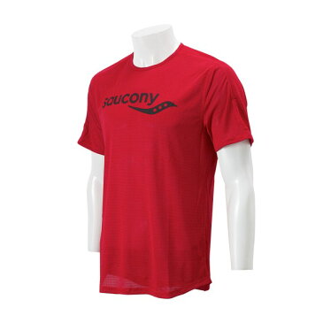 【SAUCONYアパレル】 サッカニーアパレル M SAUCONY SHORT SLEEVE ランニング Tシャツ SA81173-CR　CHERRY RED