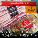 【冷凍】那須三元豚バラベーコンスライス＆那須三元豚ロースのみそ漬け 食品 肉 焼肉 お試し 卸 問屋 直送 業務用 父の日 母の日 お中元 お歳暮 お祝い 贈答 ギフト お取り寄せグルメ 那須高原からの贈り物