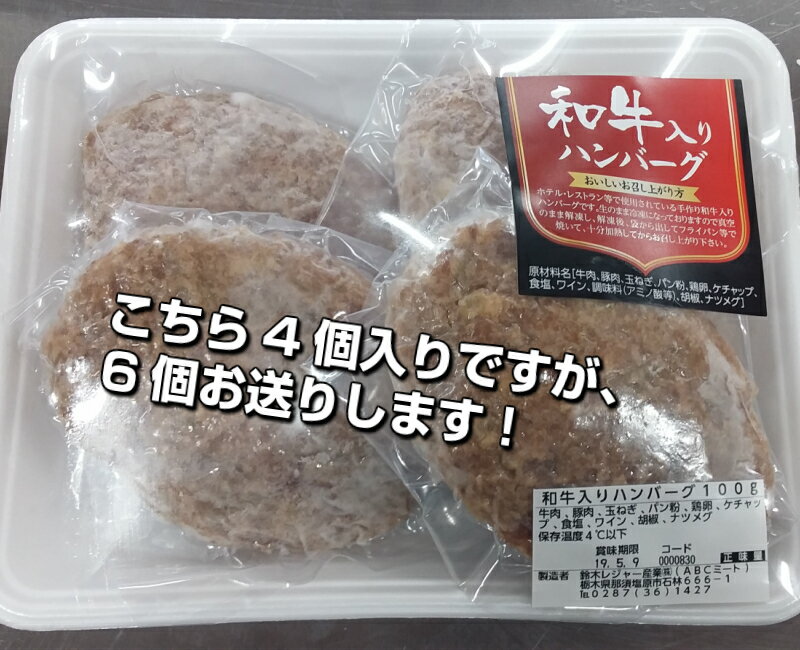 【冷凍】和牛入りハンバーグ 100g×6個 食品 肉 牛肉 お弁当 手づくり ステーキ 合挽 お試し 卸 問屋 直送 業務用 父の日 母の日 お中元 お歳暮 お祝い 贈答 ギフト お取り寄せグルメ