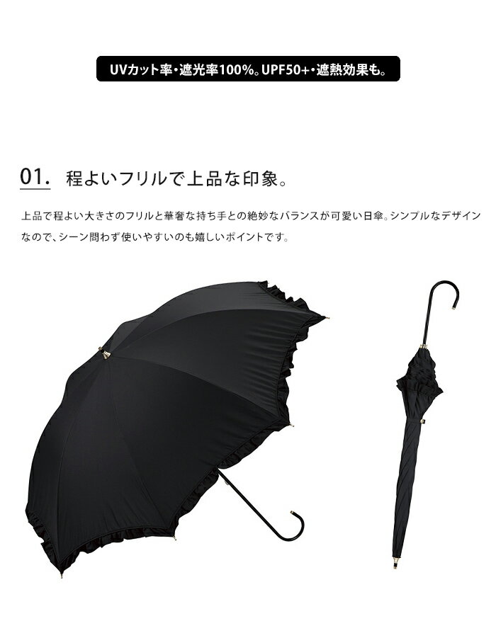 送料無料 wpc Wpc. 晴雨兼用日傘 遮光 完全遮光 クラシックフリル 【 かさ 雨傘 長傘 ロング 梅雨 レイングッズ 紫外線対策 日焼け対策 レース UVケア UVカット 便利 強い コンパクト 81-1349 81-11820-101】ホワイトデー