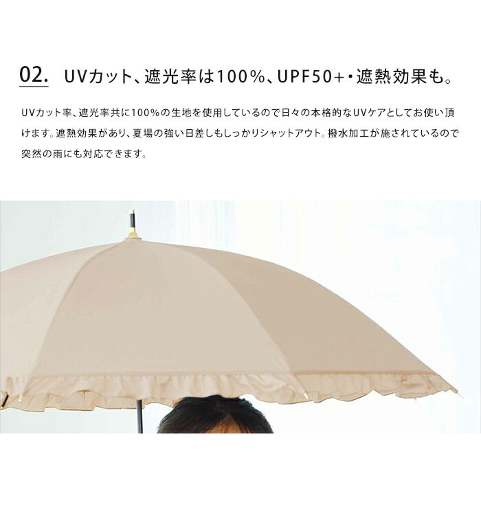 送料無料 wpc Wpc. 晴雨兼用日傘 遮光 完全遮光 クラシックフリル 【 かさ 雨傘 長傘 ロング 梅雨 レイングッズ 紫外線対策 日焼け対策 レース UVケア UVカット 便利 強い コンパクト 81-1349 81-11820-101】ホワイトデー
