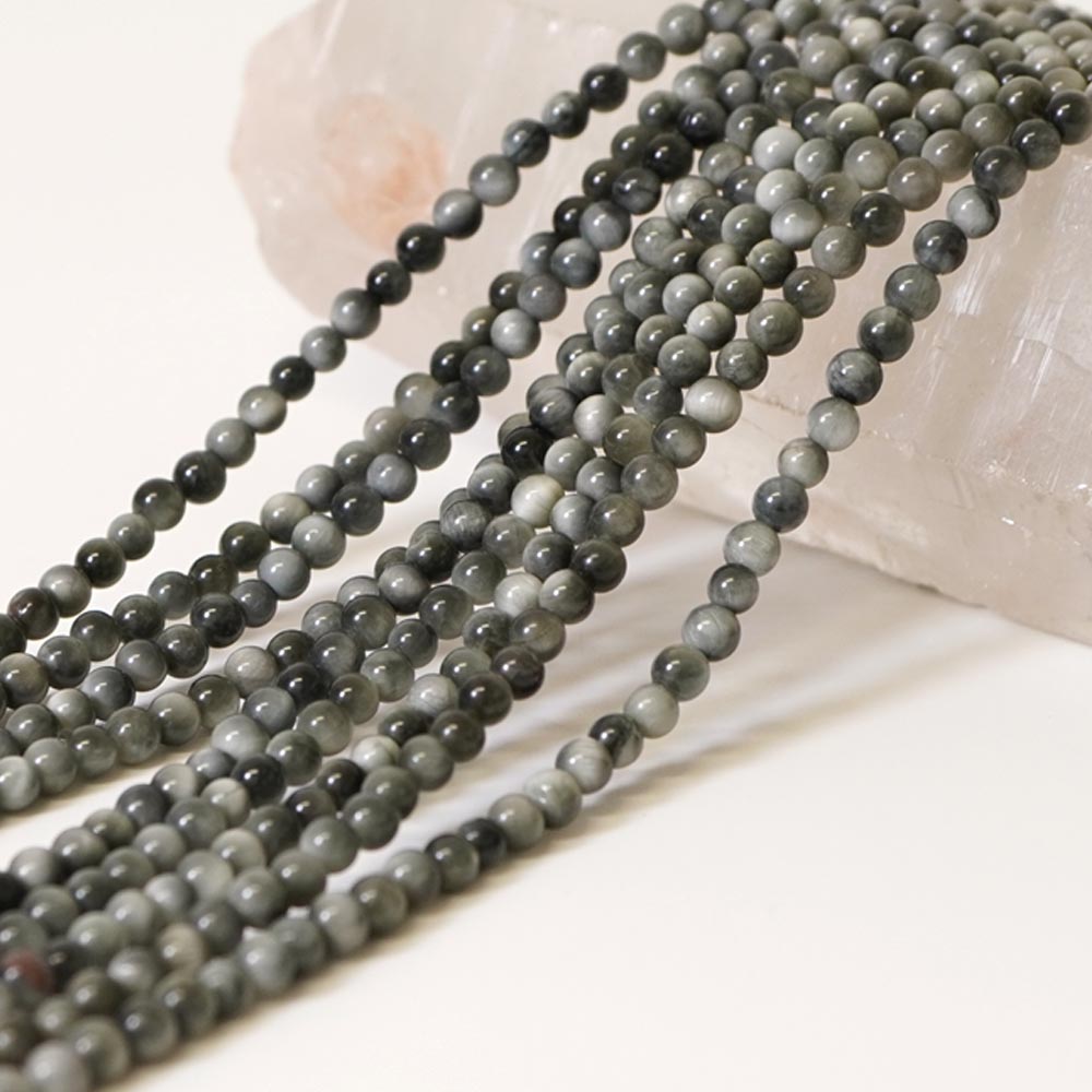 イーグルアイ ビーズ 4mm 丸玉 連売り AAA 約38cm 天然石 パワーストーン 石 丸 玉 珠 連 手芸 手作り ハンドメイド アクセサリー パーツ 素材 材料