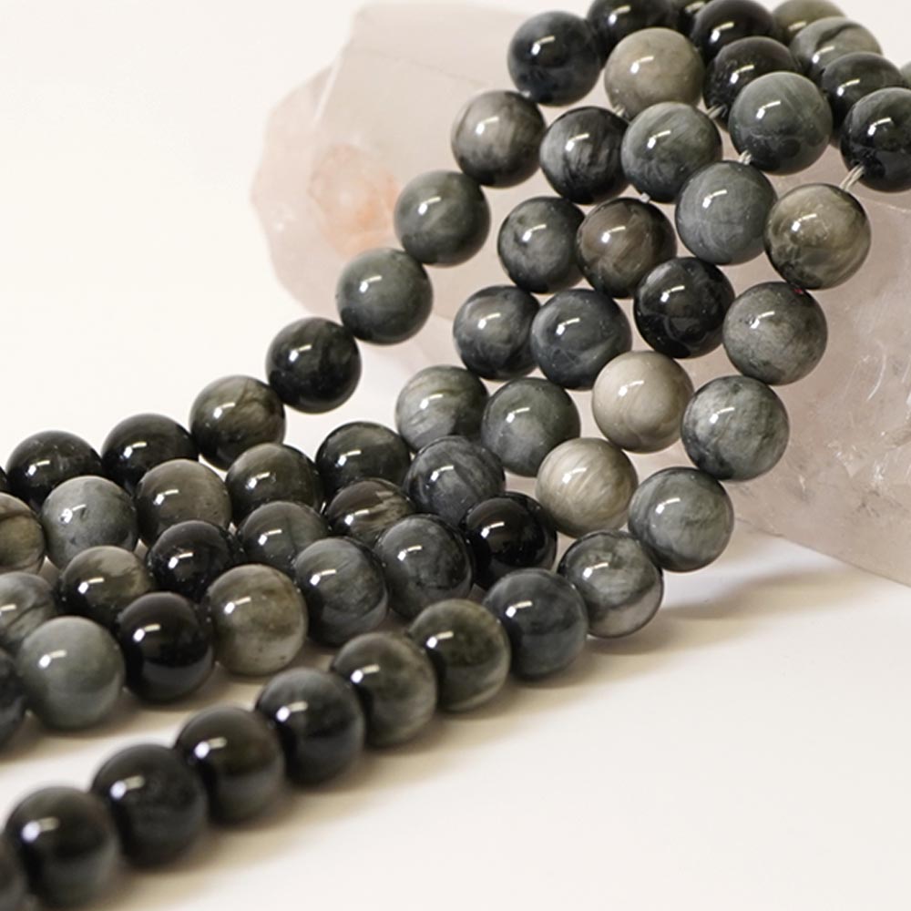 イーグルアイ ビーズ 10mm 丸玉 連売り AAA 約38cm 天然石 パワーストーン 石 丸 玉 珠 連 手芸 手作り ハンドメイド アクセサリー パーツ 素材 材料