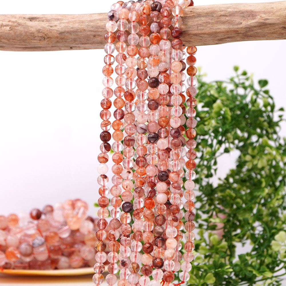 【スーパーSALE限定 ポイント2倍】 赤マニカラン水晶 マニカランレッドクリスタル 6mm 丸 玉 1連売 約38cm ヒマラヤ水晶 天然石 パワーストーン ...