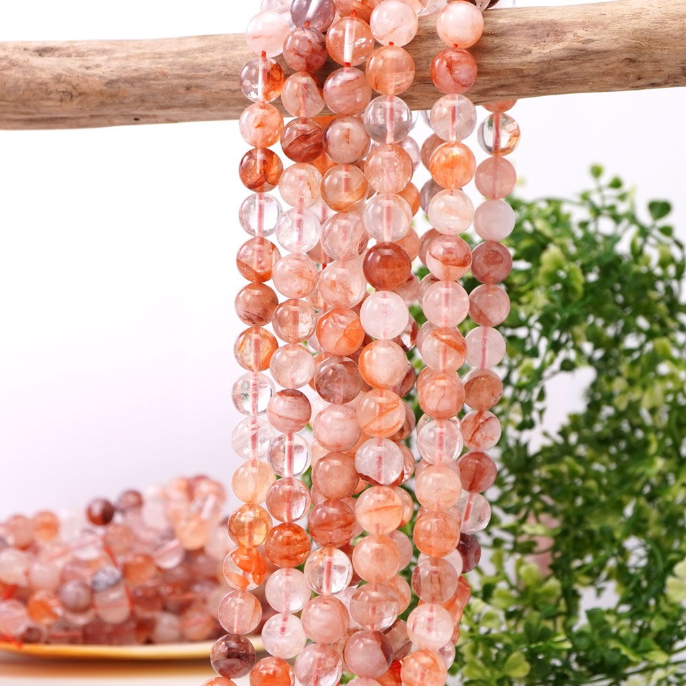 赤マニカラン水晶 マニカランレッドクリスタル 10mm 丸 玉 1連売 約38cm ヒマラヤ水晶 天然石 パワーストーン 丸玉 連売 パーツ 素材 開運 風水 ...